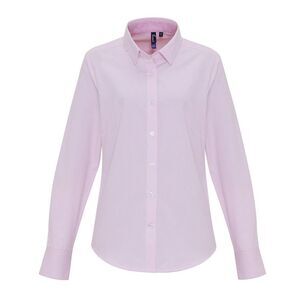 Premier Womens/Ladies Striped Cotton Blend Shirt / White/Pink